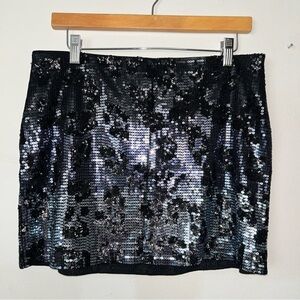 Express Black Sequin Mini Pencil Skirt